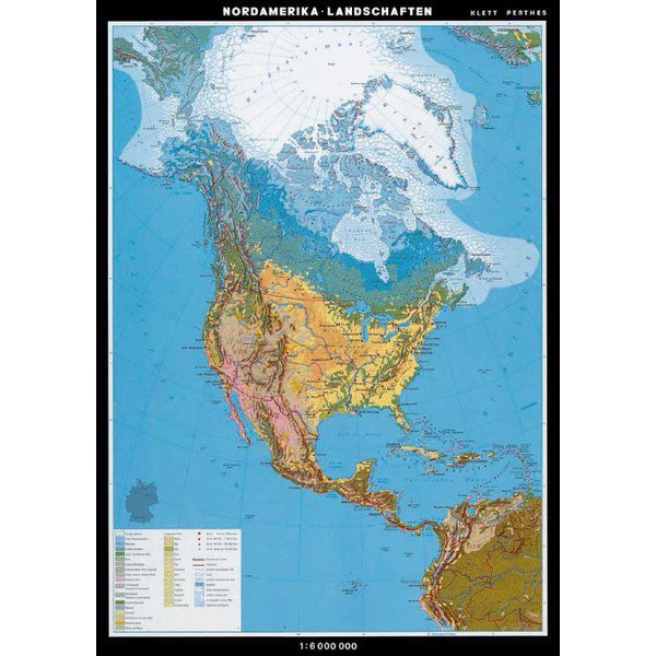 Carte des continents Klett-Perthes Verlag Paysages d'Amérique du Nord