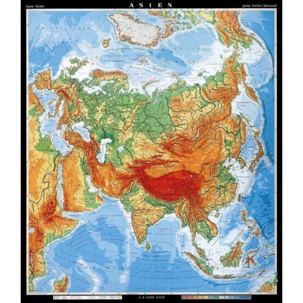 Carte des continents Klett-Perthes Verlag Asie physiques