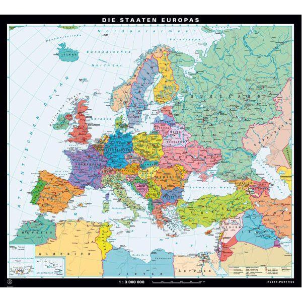 Carte des continents Klett-Perthes Verlag Les Etats d'Europe