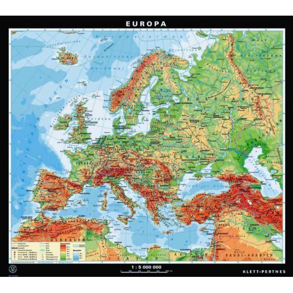 Klett-Perthes Verlag Kontinent-Karte Europa physisch / stumm (ABW) 2-seitig