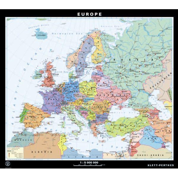 Carte des continents Klett-Perthes Verlag Europe politiquement / sourd (ABW) 2-côtés