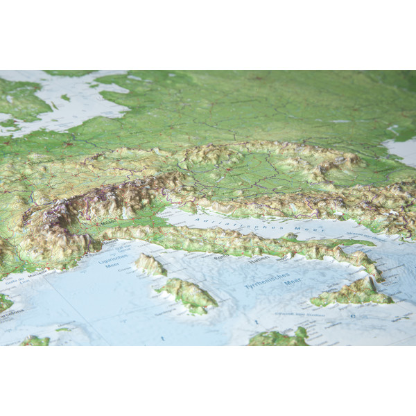 Georelief L'Europe grand format, carte en relief 3D avec cadre en bois