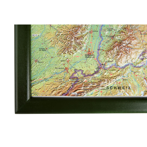 Georelief L'Allemagne grand format, carte géographique en relief 3D avec cadre en bois