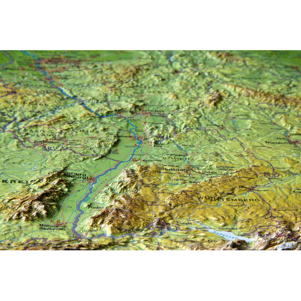 Georelief L'Allemagne petit format, carte géographique en relief 3D