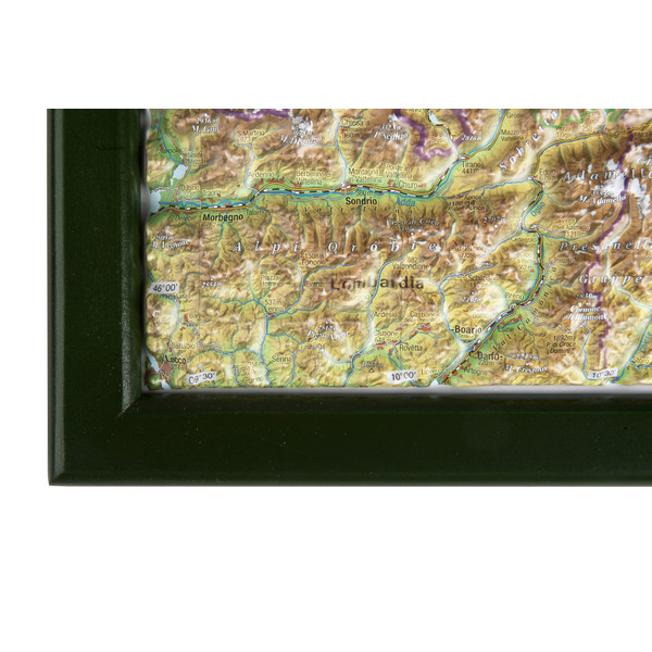 Georelief L'Autriche grand format, carte géographique en relief 3D avec cadre en bois