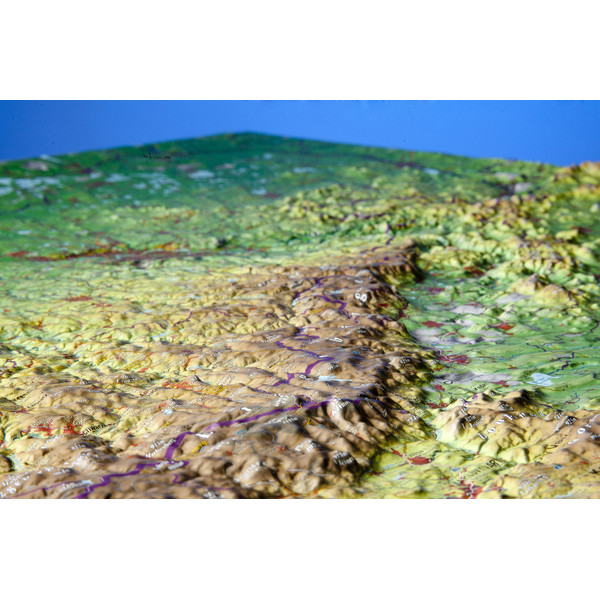Georelief La Saxe grand format, carte géographique en relief 3D