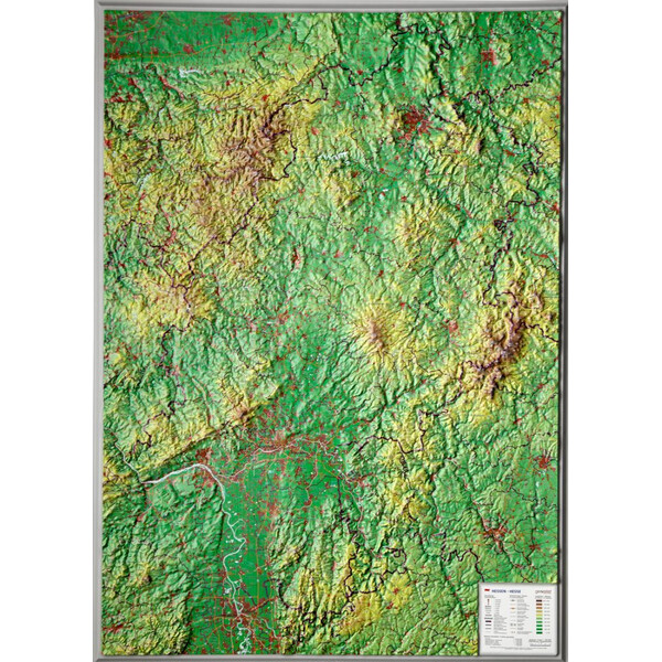 Georelief Regional-Karte Hessen 3D Reliefkarte (57 x 77 cm)