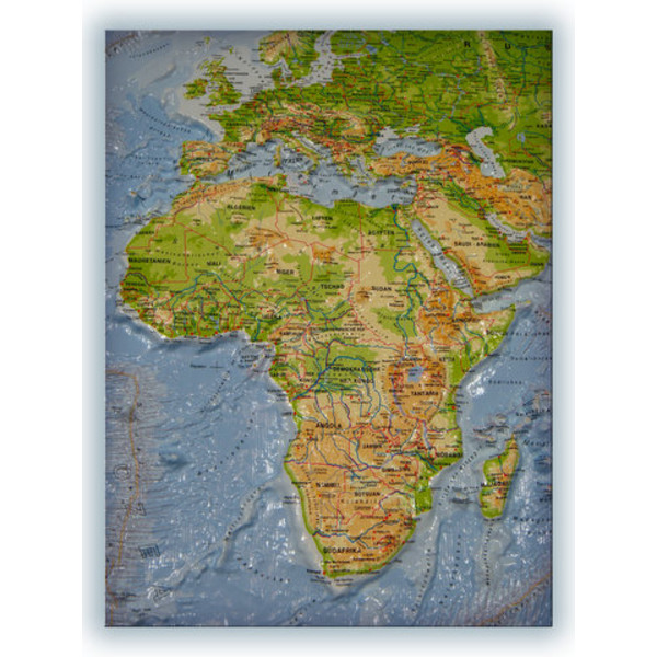 Mappemonde geo-institut Carte mondiale physique en relief Weltkarte Welt Silver line SUEDOIS