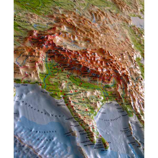 Mappemonde geo-institut Carte mondiale physique en relief Welt Silver line