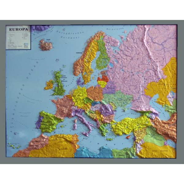 geo-institut Carte continentale politique de l'Europe en relief Silver line