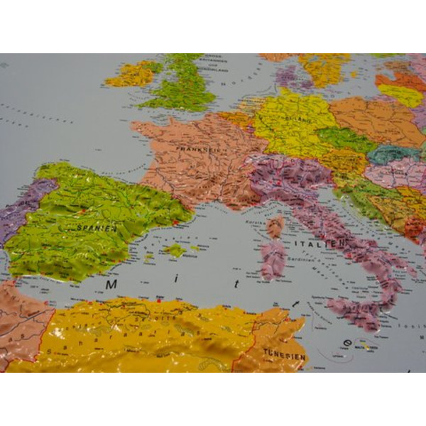 geo-institut Carte continentale politique de l'Europe en relief Silver line