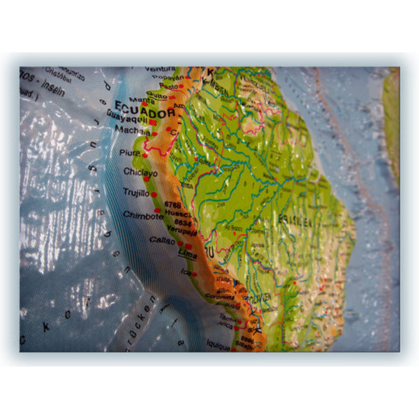 Mappemonde geo-institut world map raised relief Silver line political Swedish