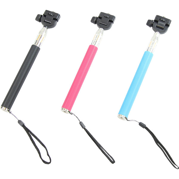 Monopied en aluminium Selfie-Stick für Smartphones und kompakte Fotokameras, schwarz