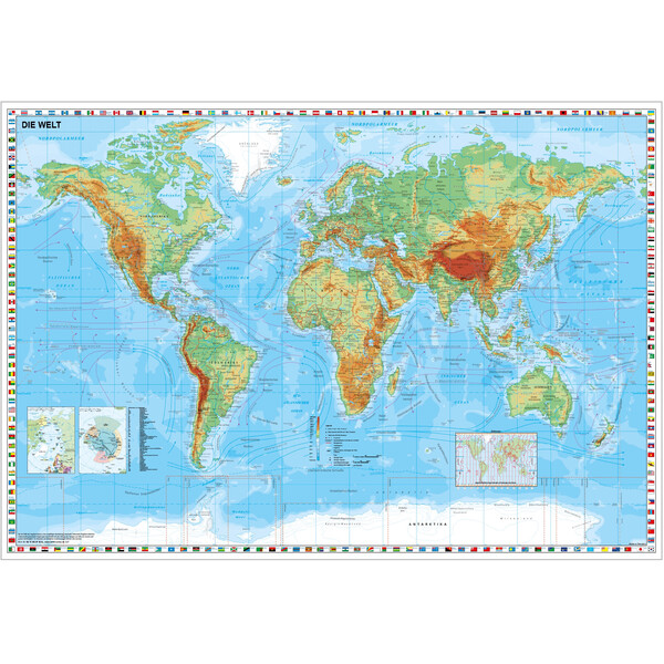 Mappemonde Stiefel physique avec bordure de drapeau (95x62)