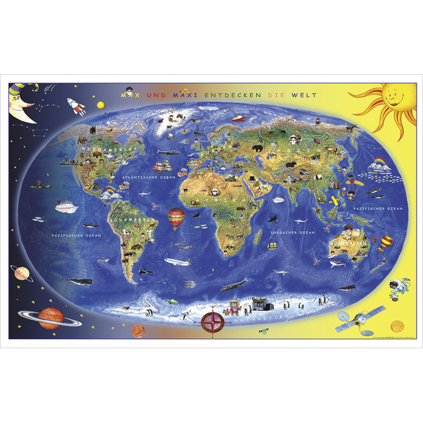 Carte pour enfants Stiefel Max und Maxi entdecken die Welt (92 x 59 cm)