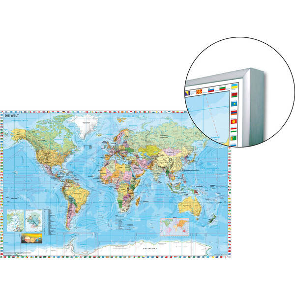 Stiefel Weltkarte auf Platte zum Pinnen (englisch)