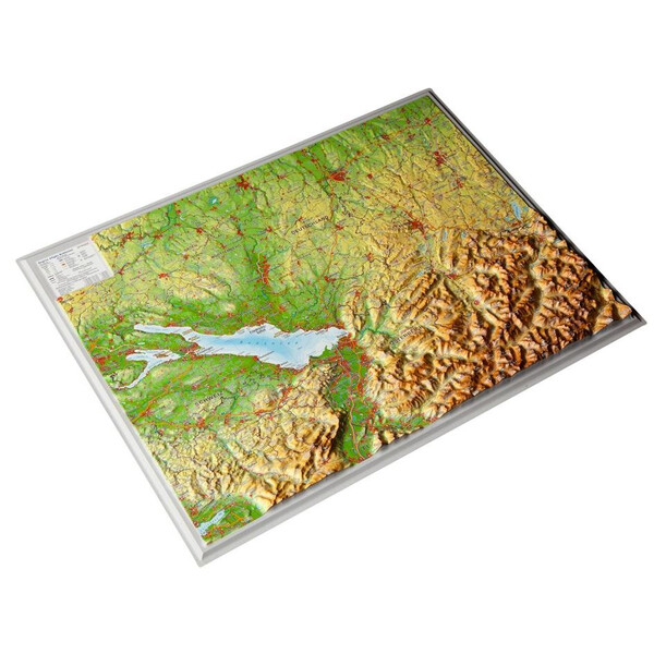 Georelief Carte Allgäu lac de Constance petit format, en relief 3D