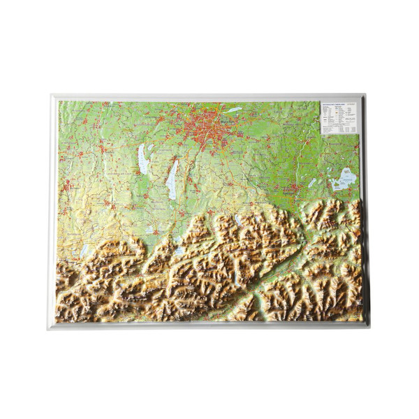 Georelief Oberland bavarois, petite carte en relief 3D