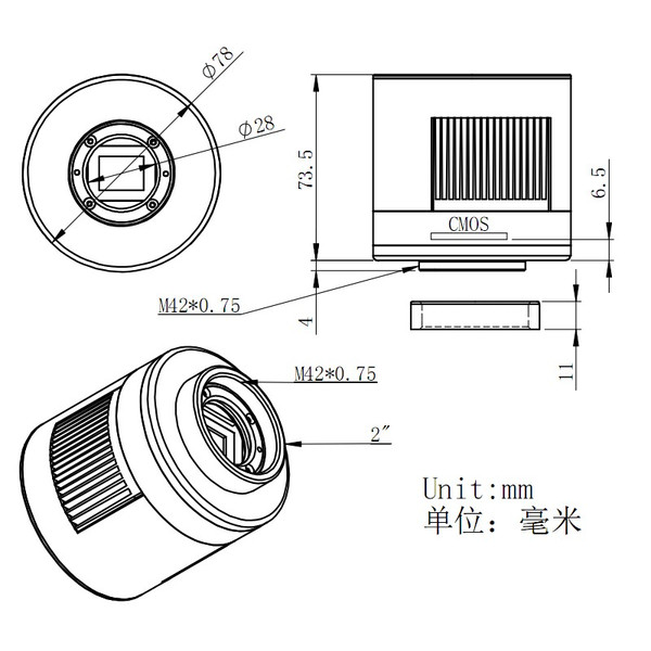 Caméra ZWO ASI 1600 MM-Cool V3 Mono + EFWmini + LRGB 1,25" Set