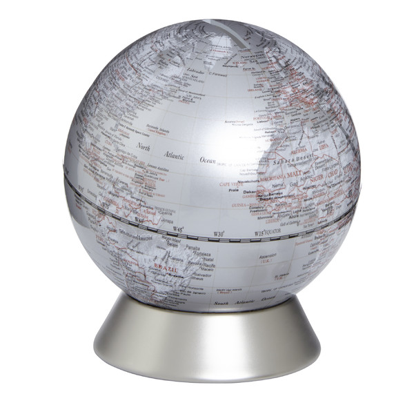 Globe emform Tirelire Orion argentée