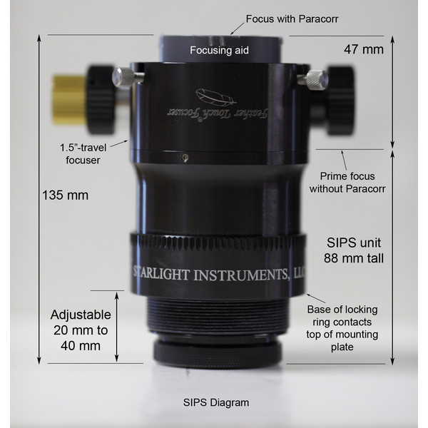 Porte-oculaire Starlight Instruments Porte oculaire Feather Touch FTF2015BCR LW avec le système Paracorr (SIPS) correcteur de coma