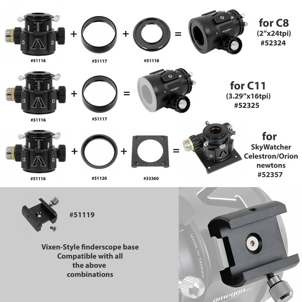 Omegon V-Power 2'' Crayford, Dual Speed SCT C8 Okularauszug