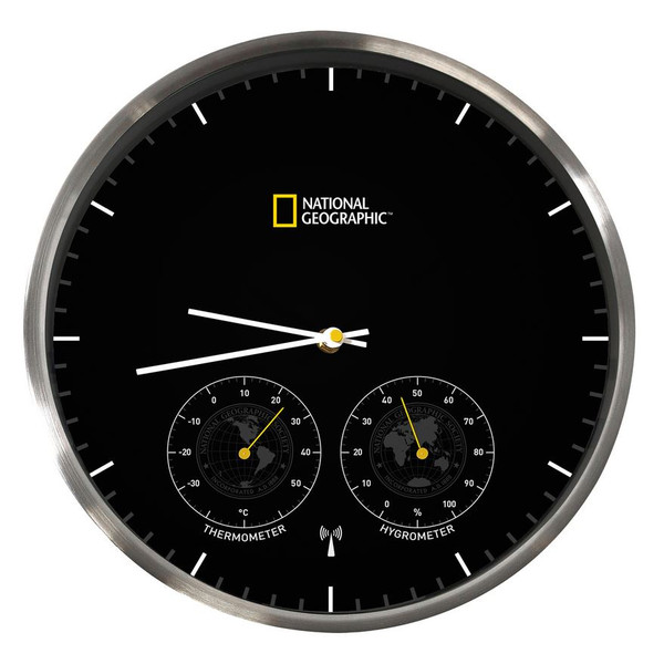 National Geographic Wanduhr mit Thermometer und Hygrometer