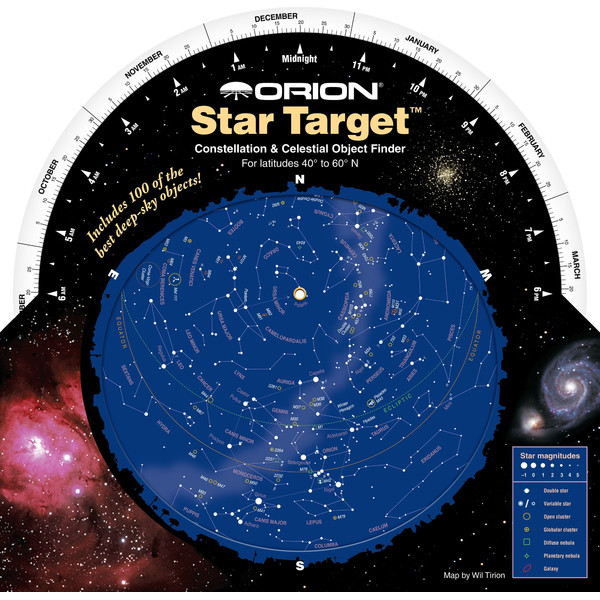 Carte du ciel Orion Star Target Planisphere 40-60 degree north