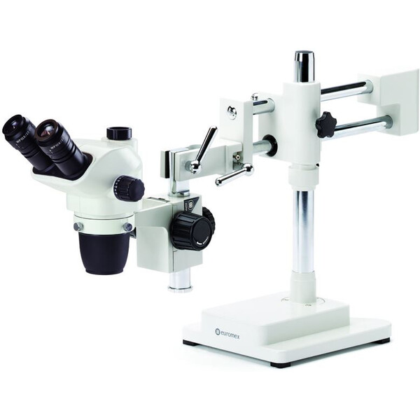 Euromex Zoom-Stereomikroskop NZ.1703-B, NexiusZoom EVO, 6.5x to 55x, double-arm boom stand, w.o. illumination, trino