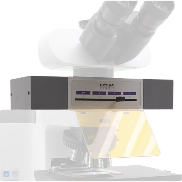 Optika Module de fluorescence M-1031, 4-Positions, LED, filtre bleu, vert (FITC & TRITC)