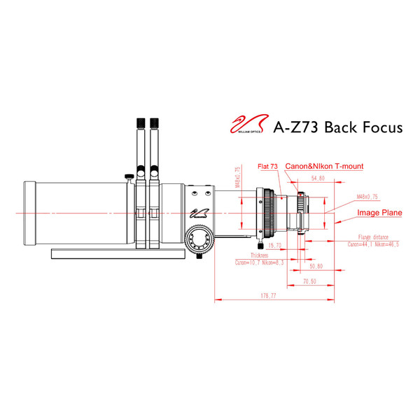 Lunette apochromatique William Optics AP 73/430 Super ZenithStar 73 Red OTA