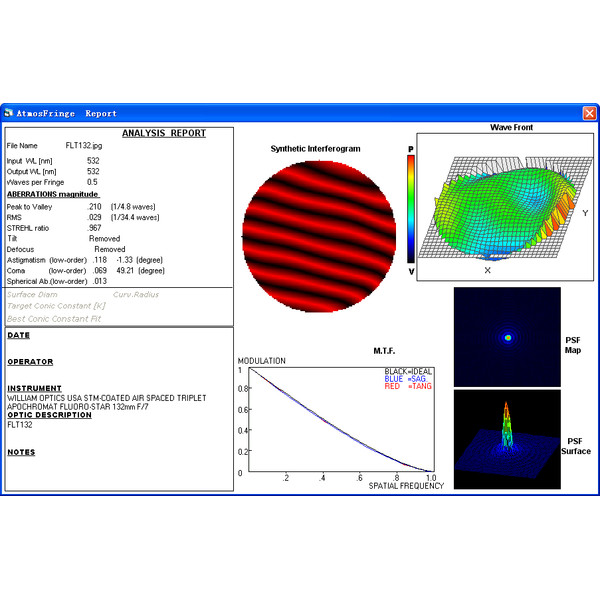 Lunette apochromatique William Optics AP 132/925 Fluorostar 132 Red OTA