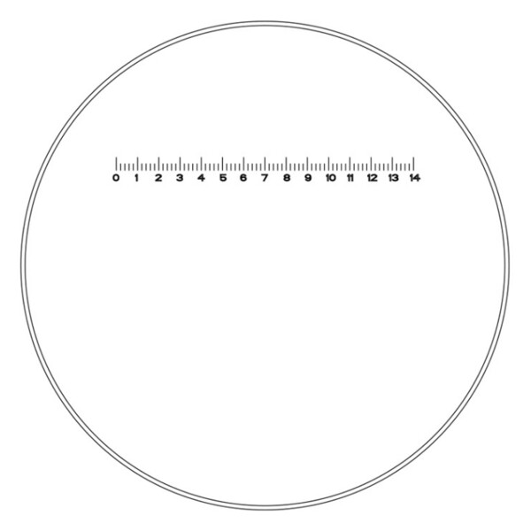 Motic MessokularWF10X/23mm, Skala (14mm in 70 Teilen)