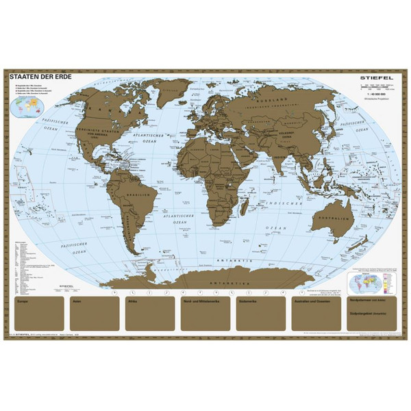 Stiefel Mappemonde à gratter avec les états du monde