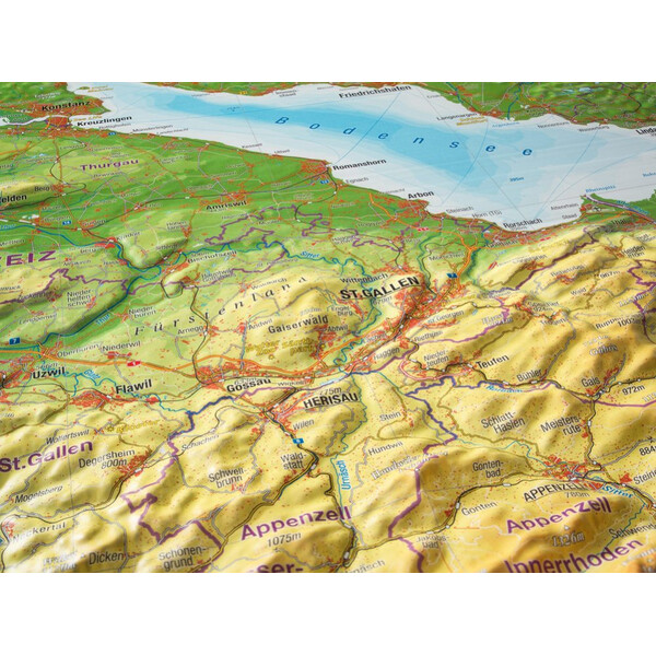 Carte régionale Georelief Allgäu Bodensee 3D Reliefkarte (77 x 57 cm)