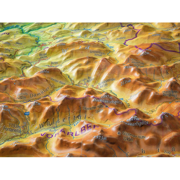 Carte régionale Georelief Allgäu Bodensee 3D Reliefkarte (77 x 57 cm)