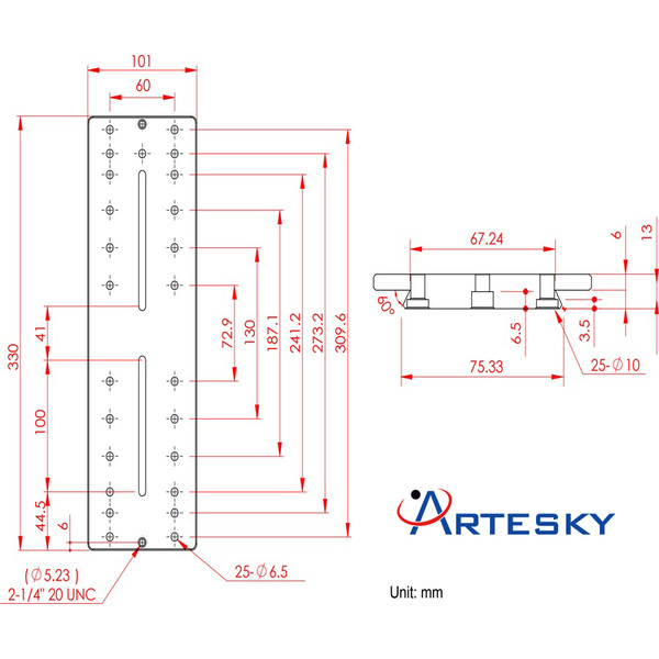 Artesky Platine de montage Losmandy-Style 330mm