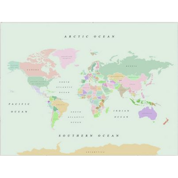 Mappemonde Miss Wood Woody Map Watercolor Retro L