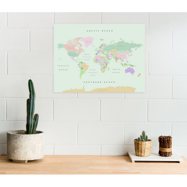 Mappemonde Miss Wood Woody Map Watercolor Retro L