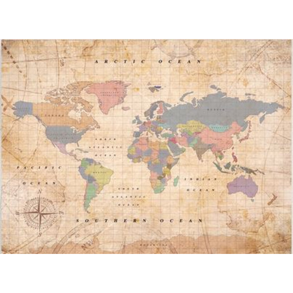 Mappemonde Miss Wood Woody Map Watercolor Old School L