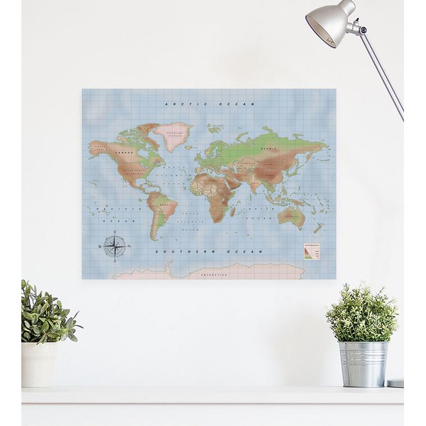 Miss Wood Weltkarte Woody Map Watercolor Physical L