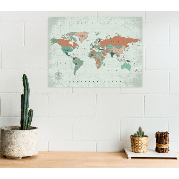 Mappemonde Miss Wood Woody Map Watercolor Terracotta L