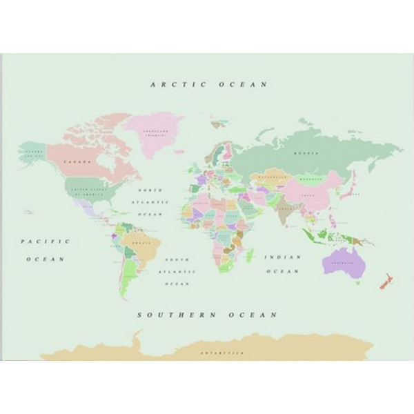 Mappemonde Miss Wood Woody Map Watercolor Retro XL