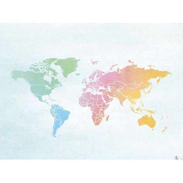 Mappemonde Miss Wood Woody Map Watercolor Splash XL