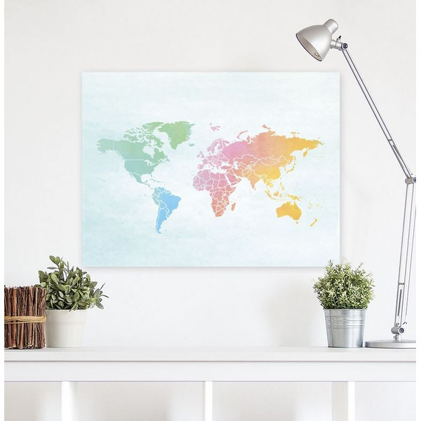 Mappemonde Miss Wood Woody Map Watercolor Splash XL