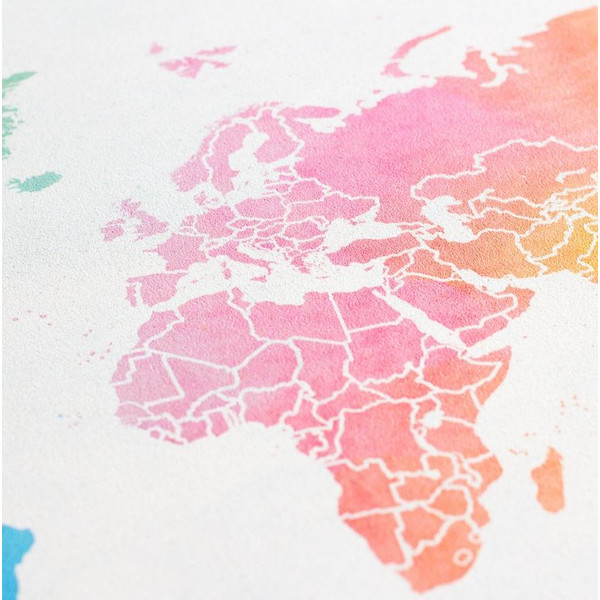 Mappemonde Miss Wood Woody Map Watercolor Splash XL