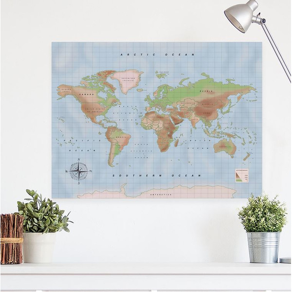 Mappemonde Miss Wood Woody Map Watercolor Physical XL