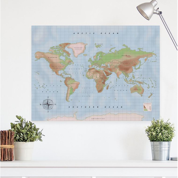 Miss Wood Weltkarte Woody Map Watercolor Physical XL