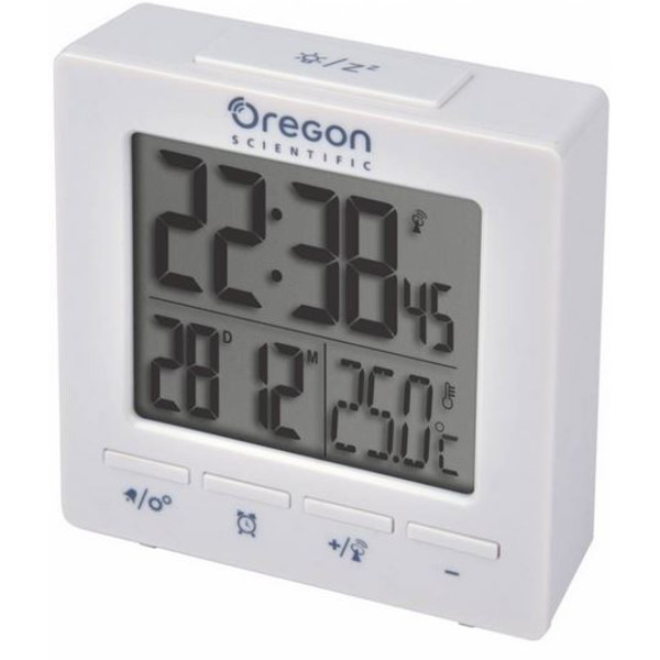Station météo Oregon Scientific Réveil radio avec affichage de la température ambiante blanc