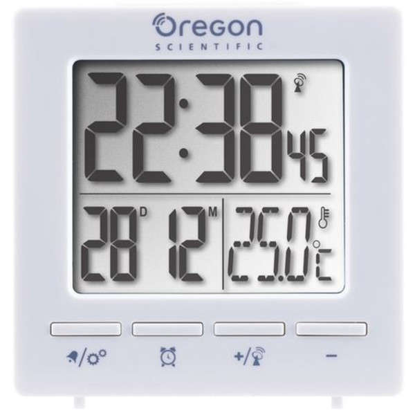Station météo Oregon Scientific Réveil radio avec affichage de la température ambiante blanc